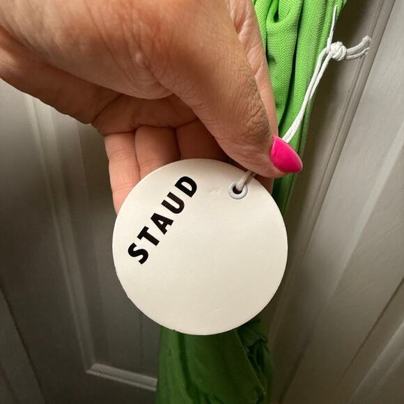 Staud Angelica Wrap Skirt Maxi Length Kiwi Green Size Large NEW - Picture 7 of 7